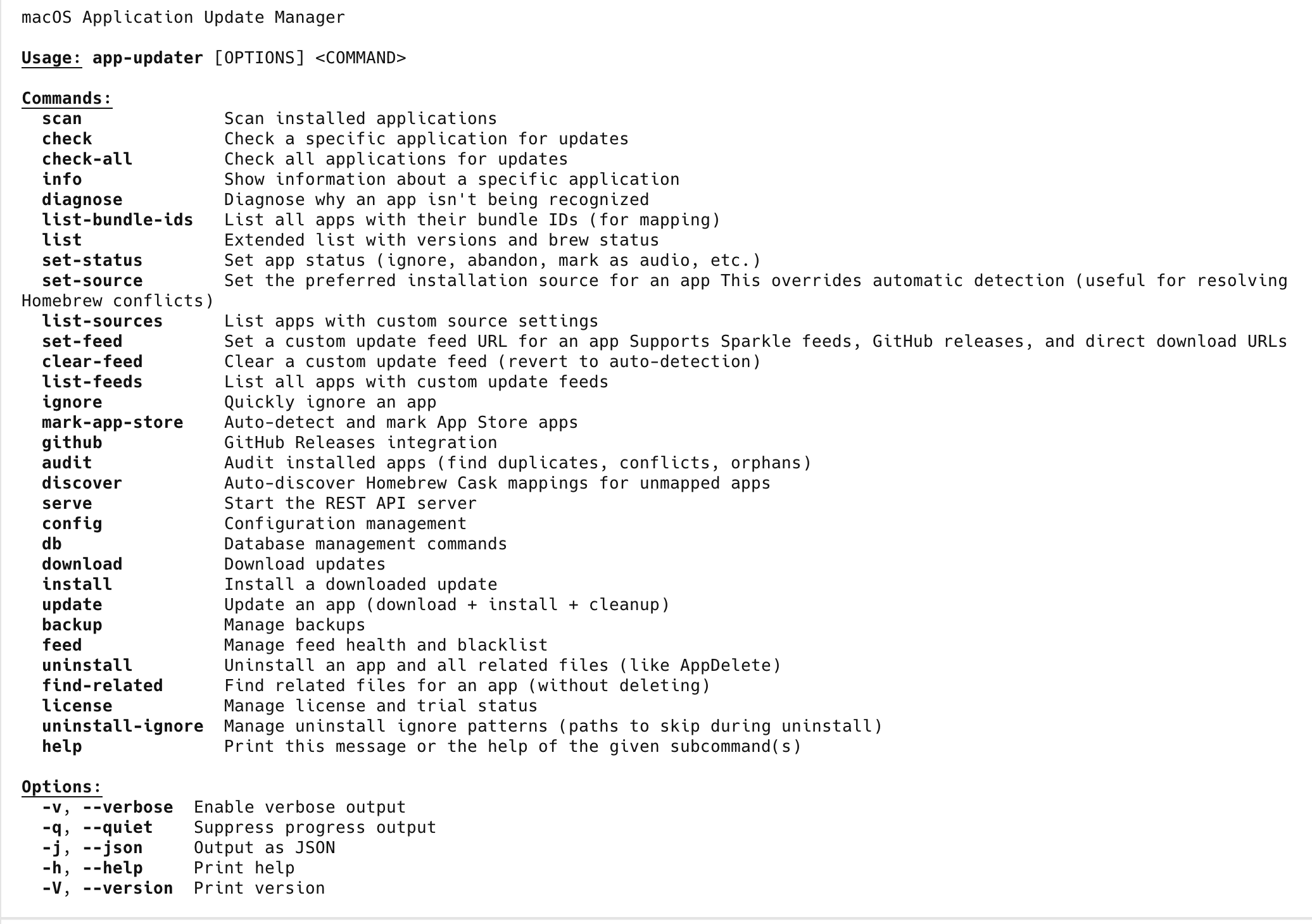 app-updater: Übersicht aller CLI-Befehle